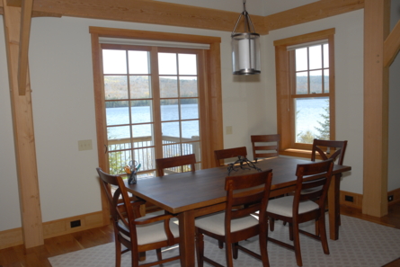 dining room table with view of lake 