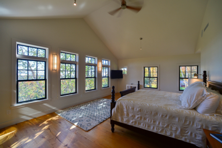 bedroom with windows 